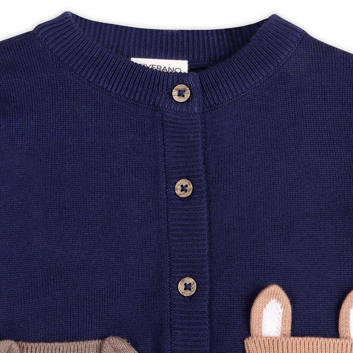 Dog Pocket Embroidered Baby Cardigan