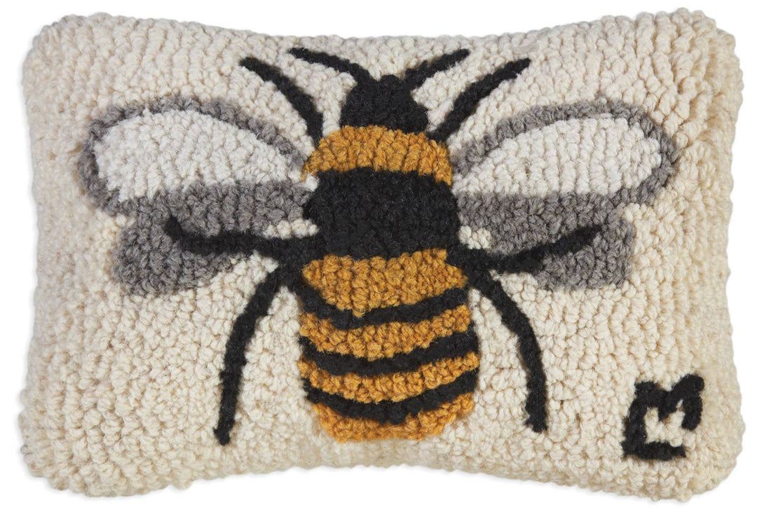 Bee 8x12" Hand Hooked Pillow
