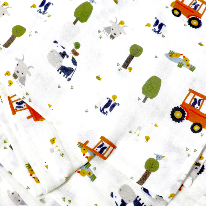 Farm Baby Swaddle Blanket, Organic Cotton