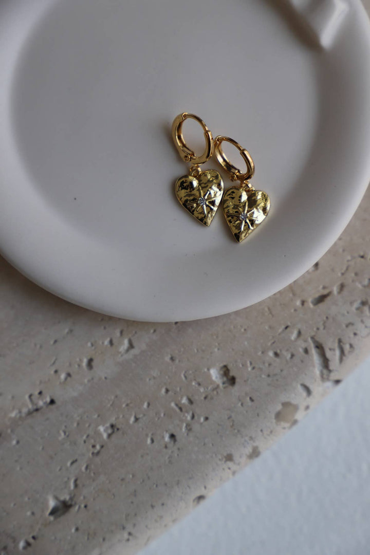 Starburst Heart Huggies in Gold
