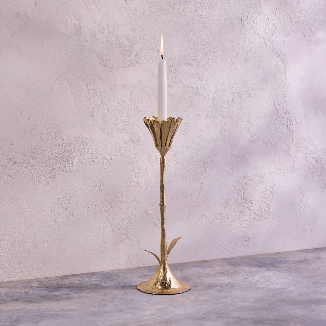 Gold Floral Candleholder, Large