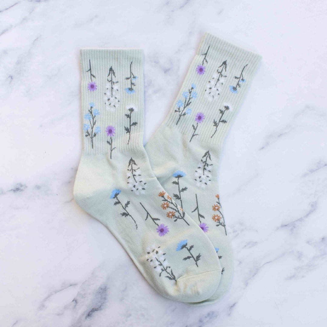 Botanical Garden Socks in Sage