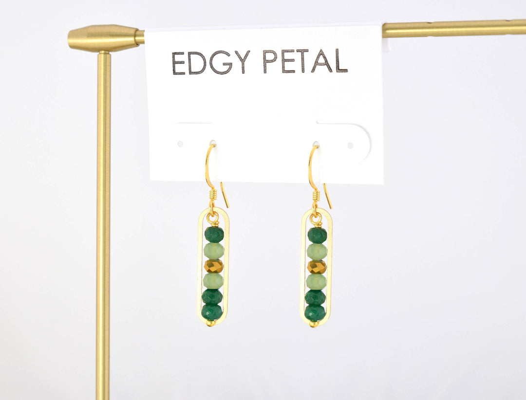 Multi Green + Gold Peapod Earrings