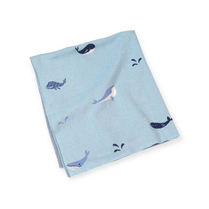 Whales, Organic Knit Baby Blanket