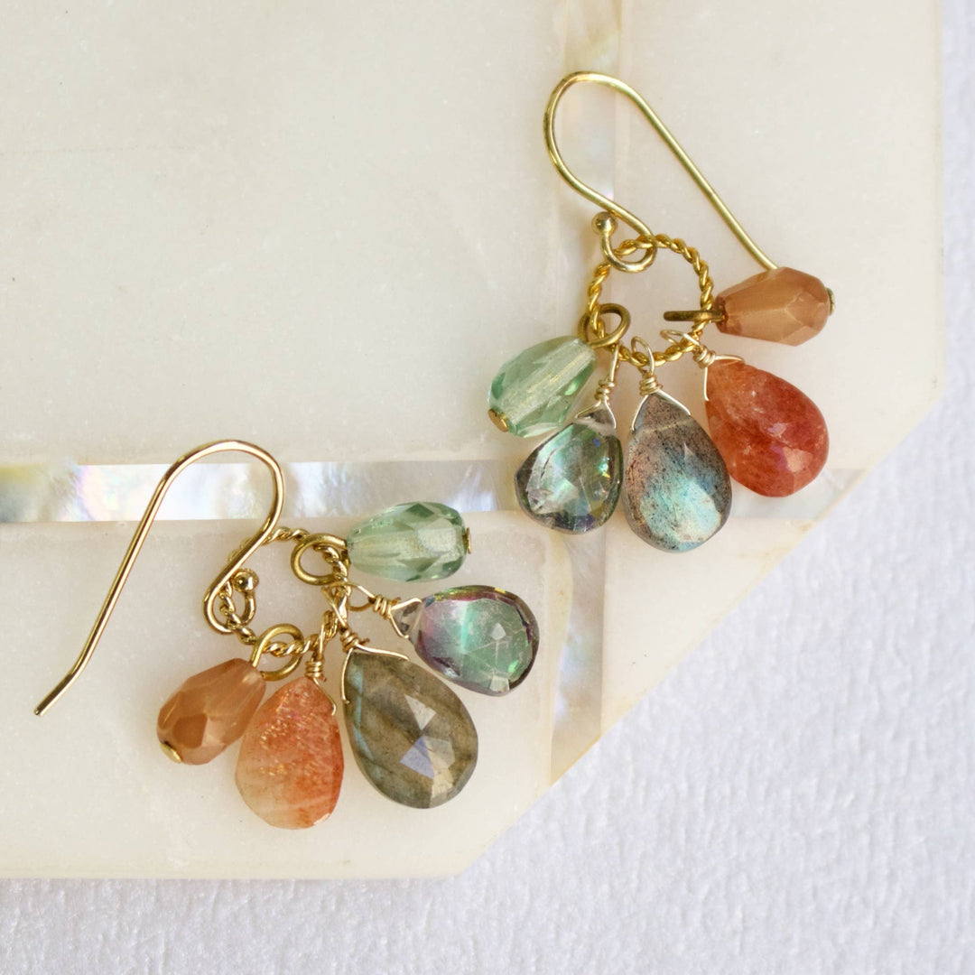 Cluster Earrings in Sunstone Multi