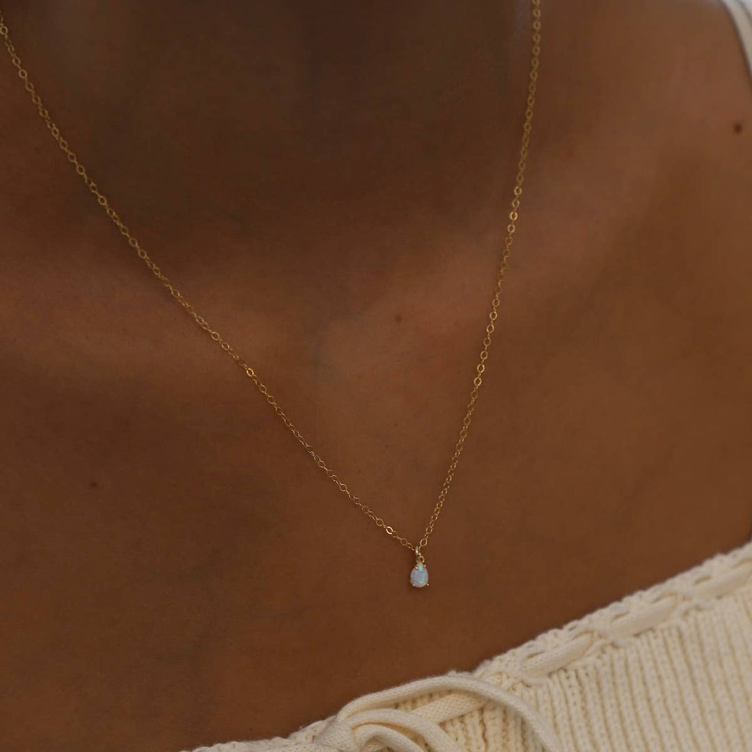 Opal Teardrop Necklace in Gold