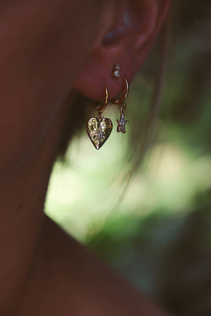 Starburst Heart Huggies in Gold