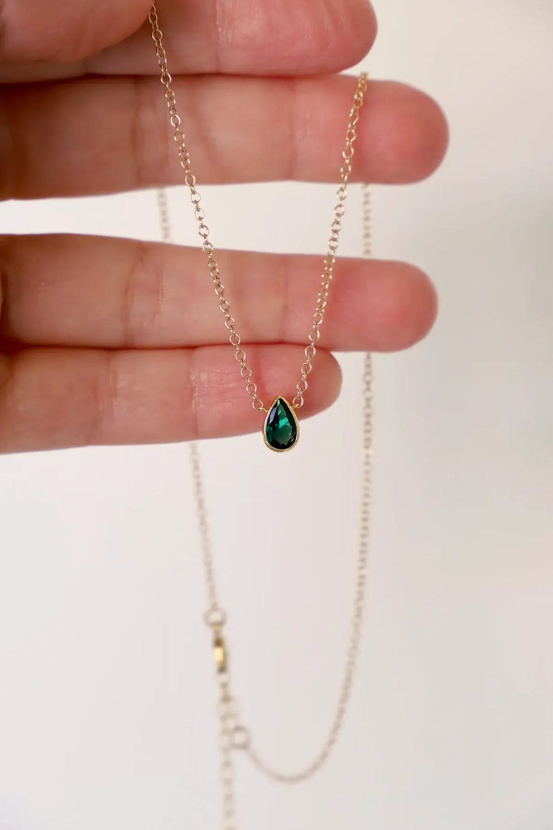 Emerald Pear Drop Necklace