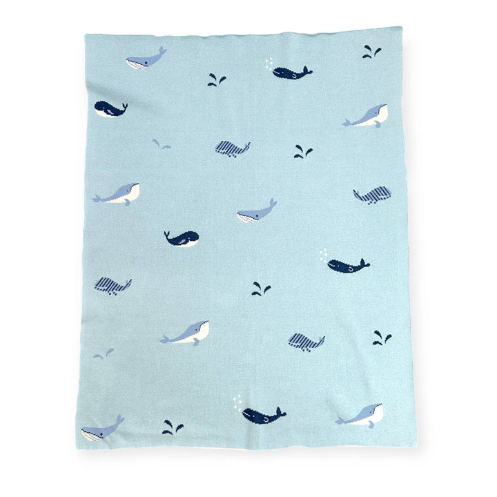 Whales, Organic Knit Baby Blanket
