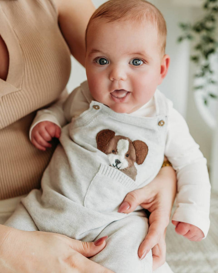 Puppy 3D Knit Pocket Overalls