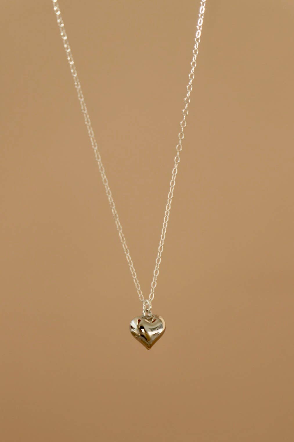 Clara Puff Heart Necklace in Silver
