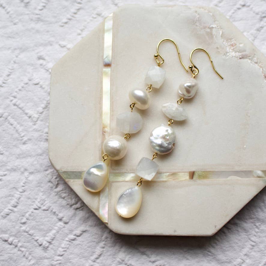 3" Mismatched Earrings in Pearl & Sterling Silver