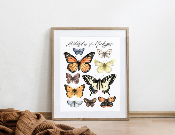 Butterflies of Michigan Print, Local Artist (three sizes)