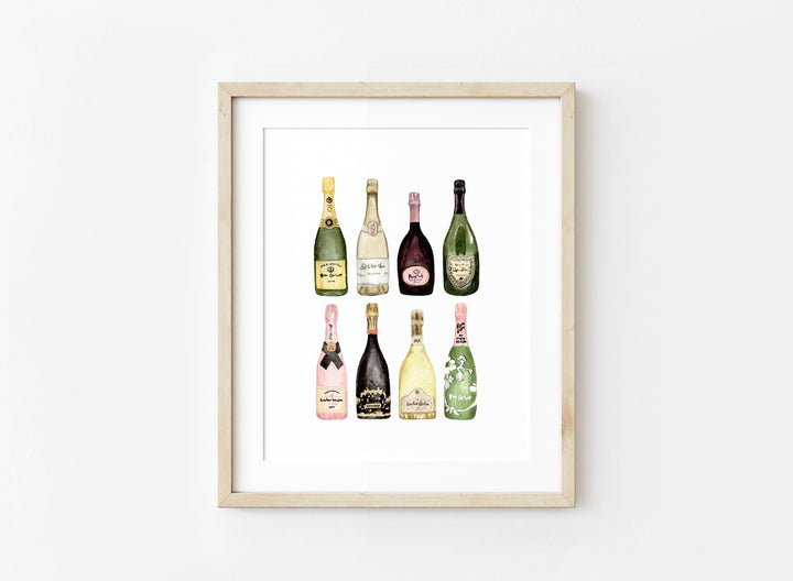 Champagne Bottles Print, local artist (Two Sizes)