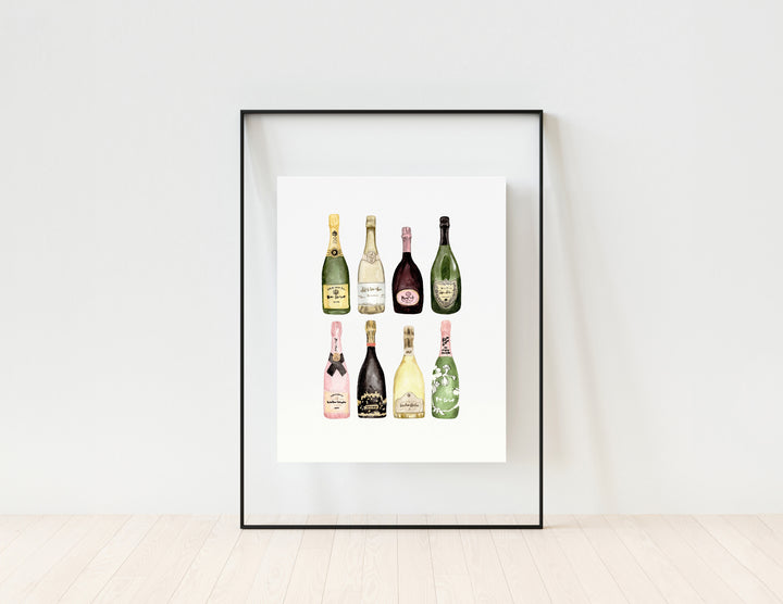 Champagne Bottles Print, local artist (Two Sizes)