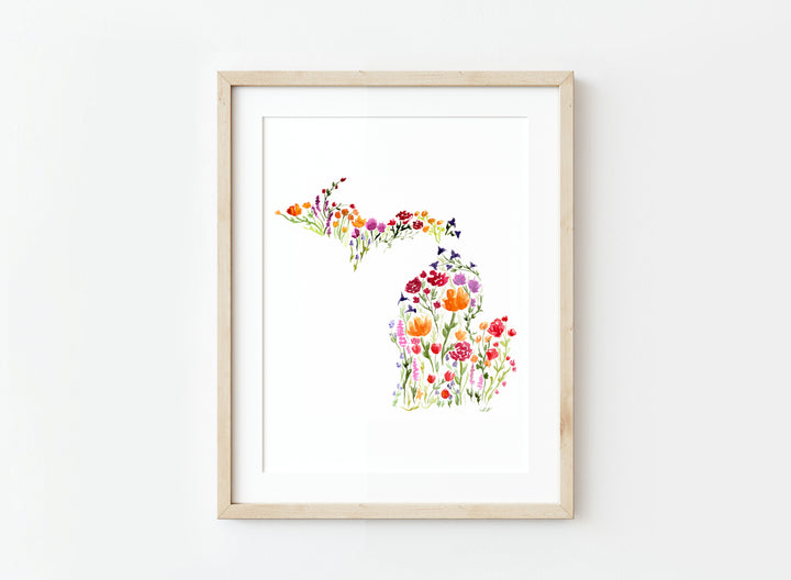 Floral Michigan Print, Local Artist (3 sizes)