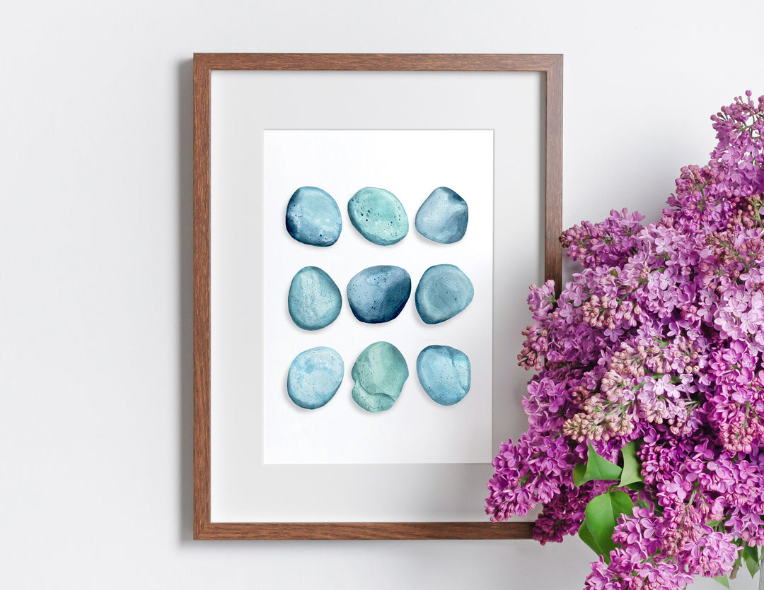 Leland Blue Stones Watercolor Print, Local Artist (3 sizes)