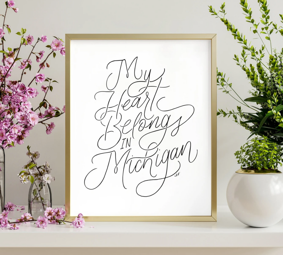 My Heart Belongs in Michigan Print, Local Artist (3 sizes)