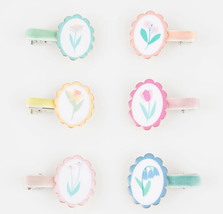 Flower Cameo Hair Clips