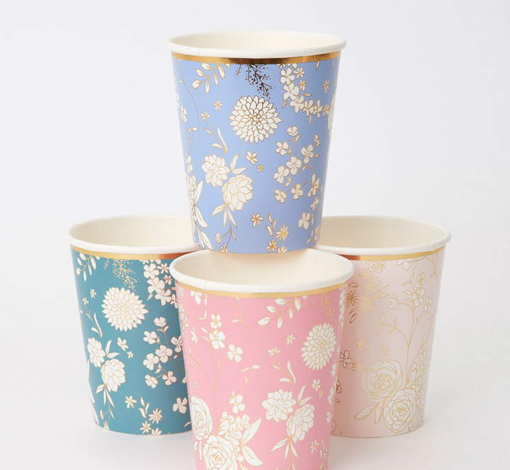 English Garden Party Cups, Pack of 8
