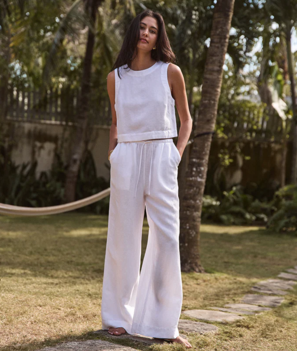 パンツ GIVENCHY WHITE LINEN WIDE-LEG PANT ScreenShot2025-07-02at9.32.