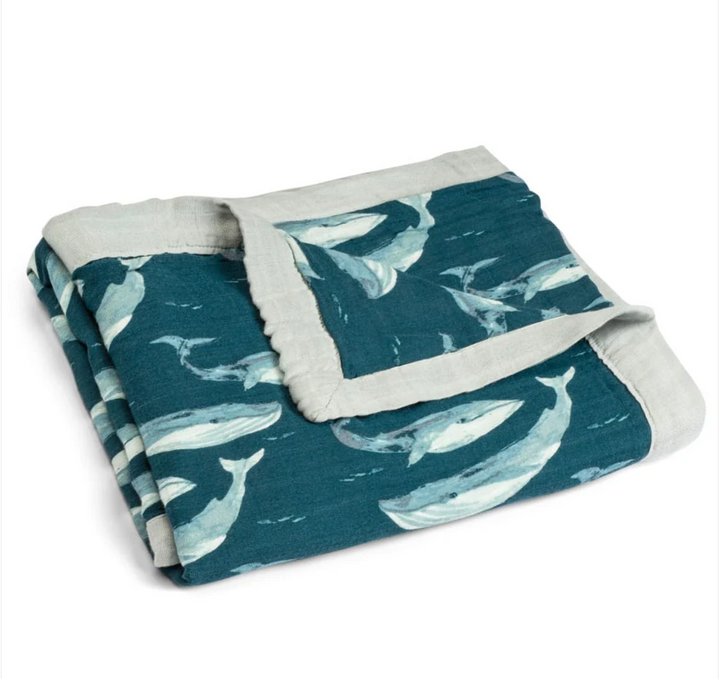 Blue Whale Big Lovey Three-Layer Muslin Blanket