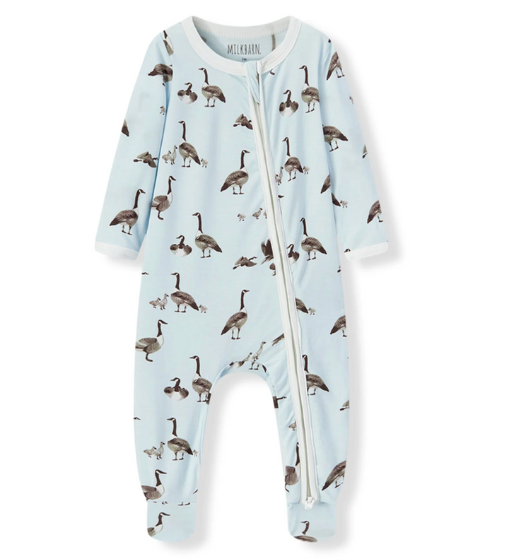 Goose Footed Romper with Zipper
