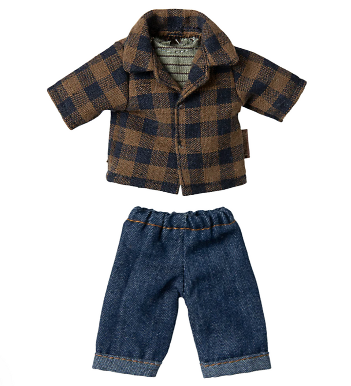 Brown Checkered Shirt & Pants, Dad Mouse