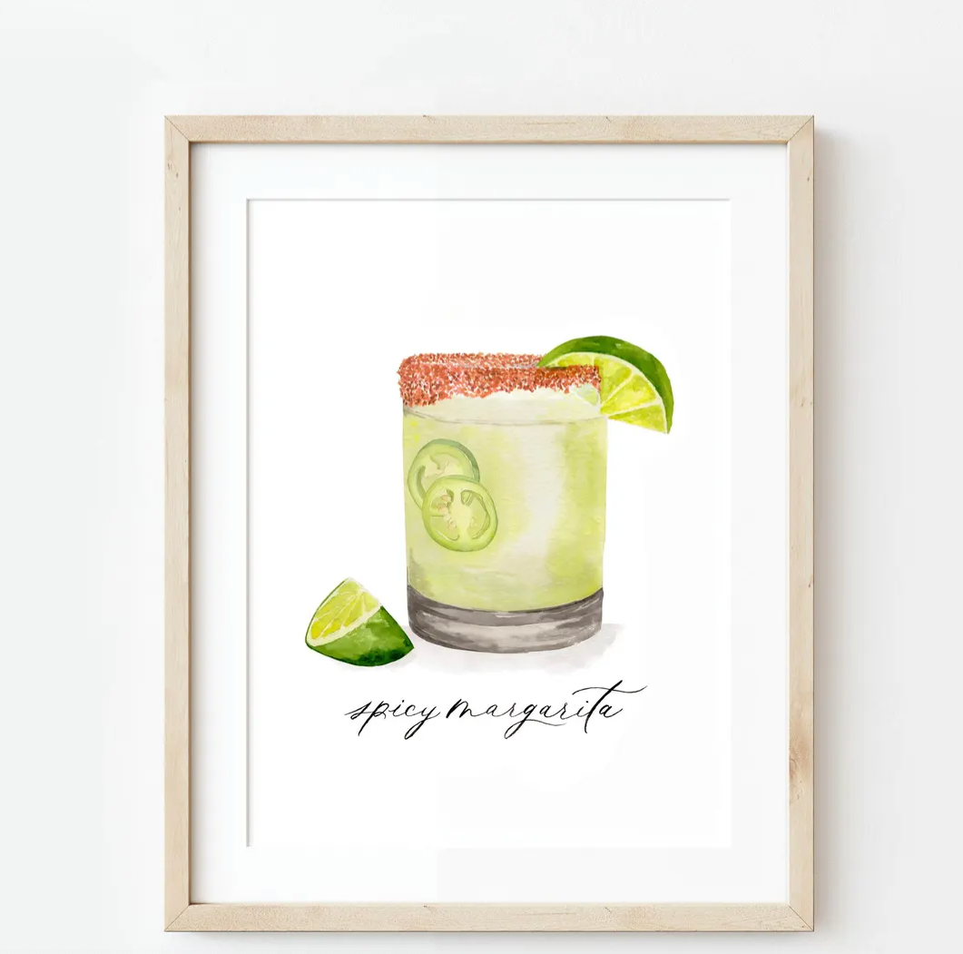 Spicy Margarita Watercolor Print, local artist (2 sizes)