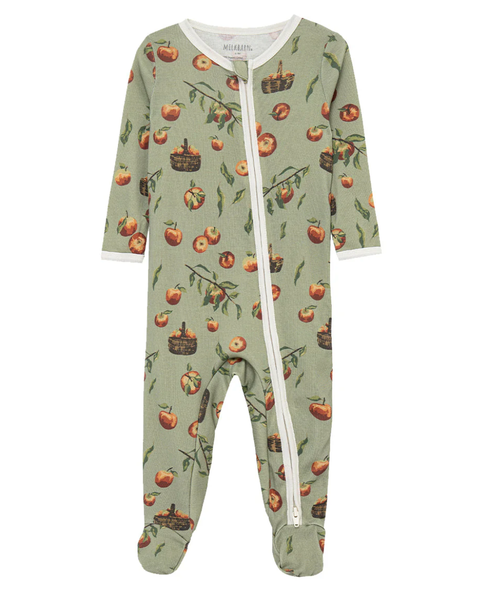 Apple Orchard Footed Zipper Romper