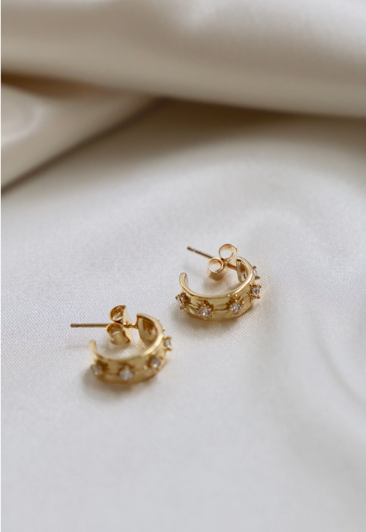 CZ Star Thick Hoops