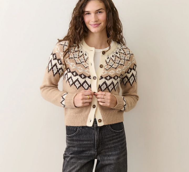 Fiorella Cardigan in Neutral Fair Isle