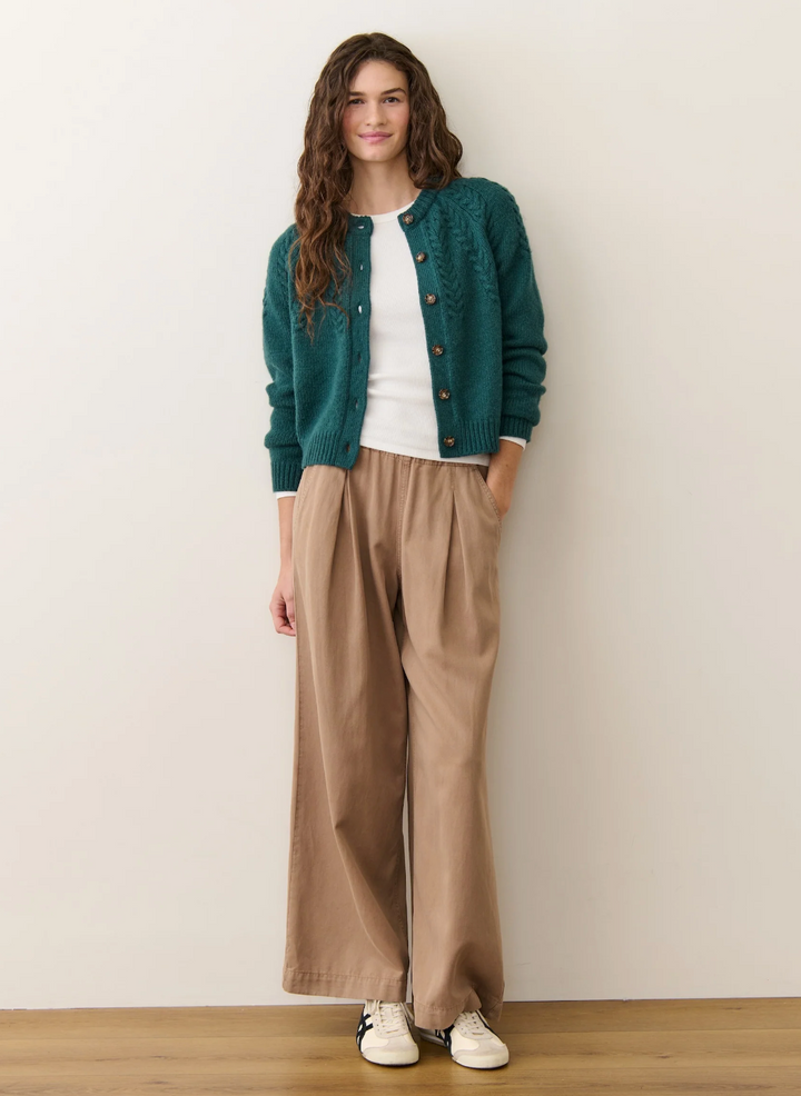 Everly Cable Knit Cardigan in Deep Sea