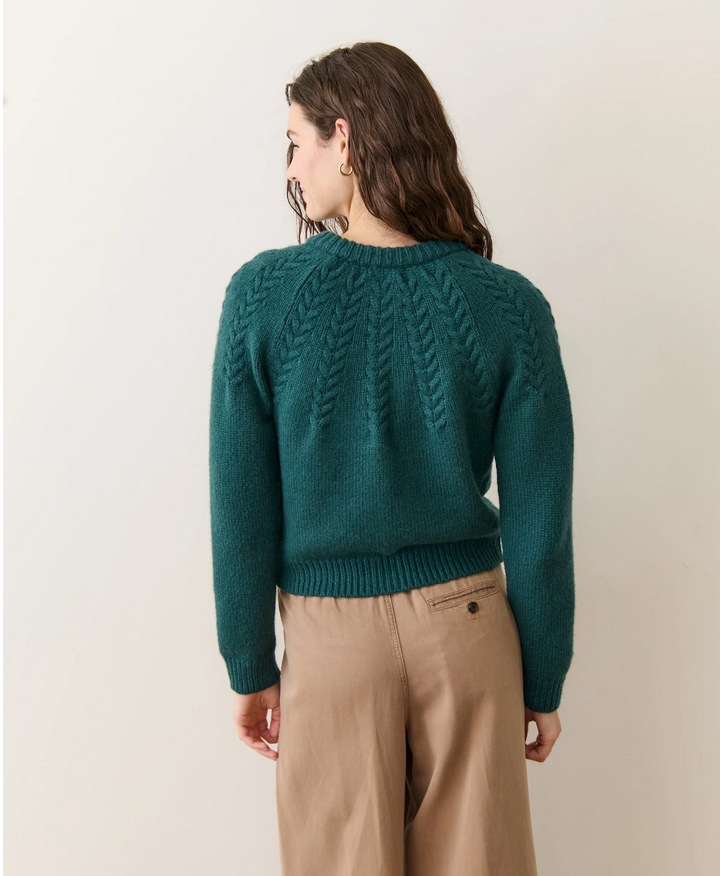 Everly Cable Knit Cardigan in Deep Sea
