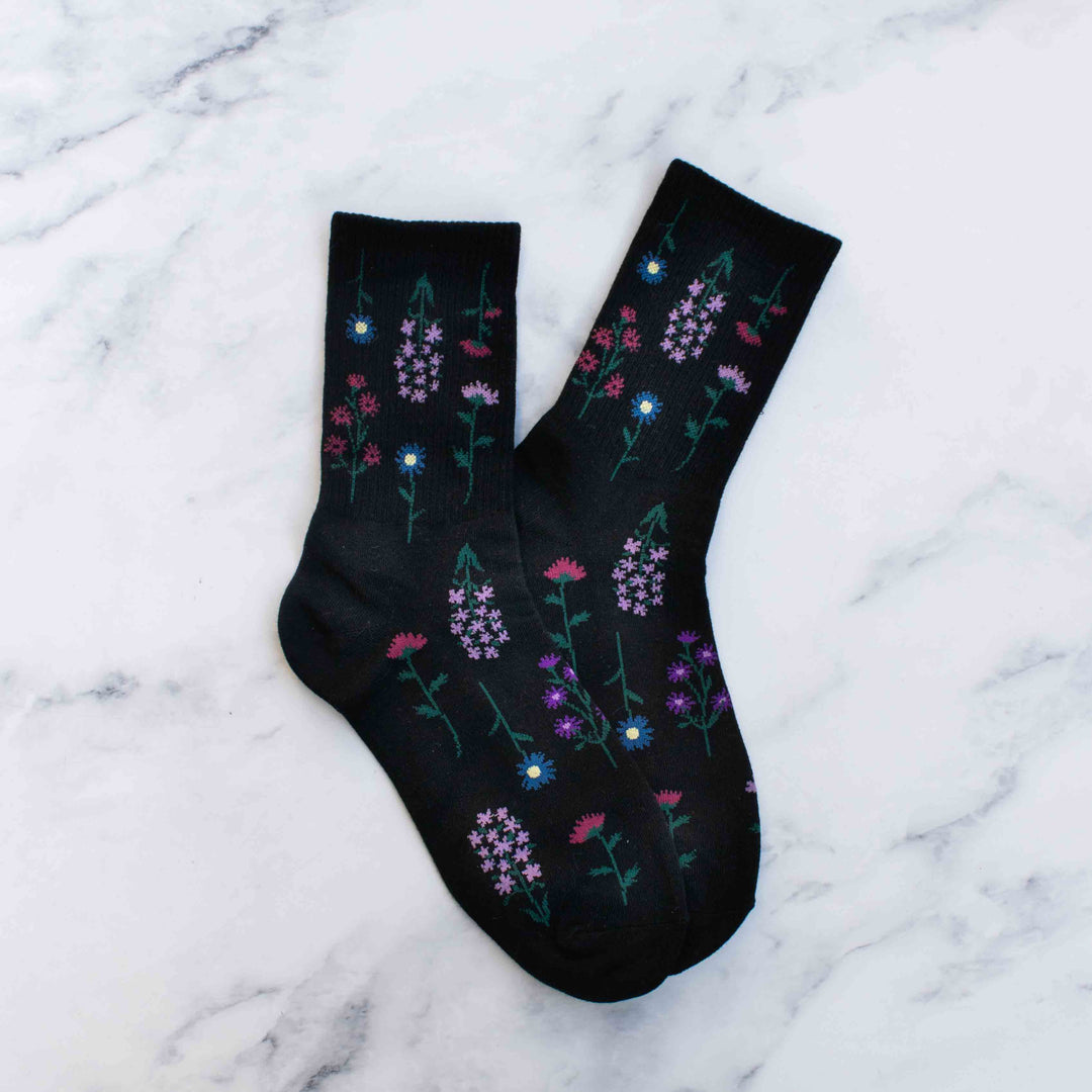 Botanical Garden Socks in Black