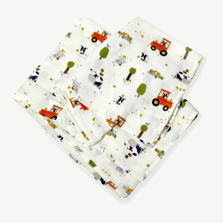 Farm Baby Swaddle Blanket, Organic Cotton