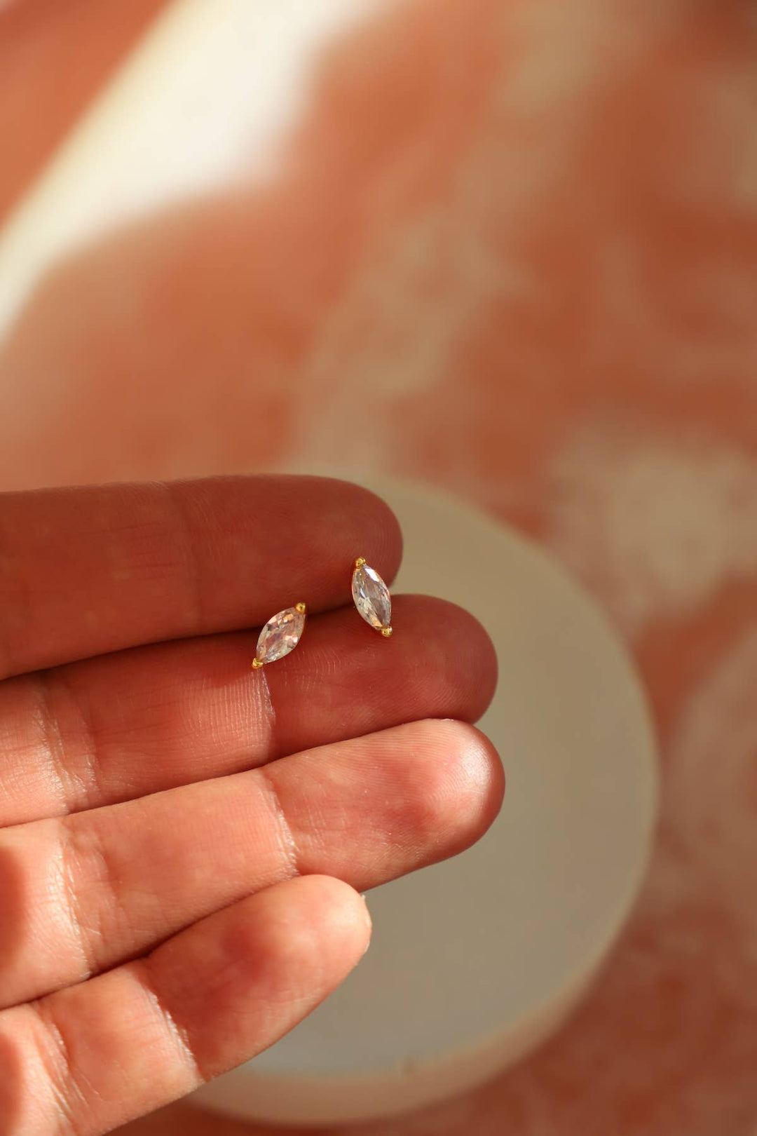 Gold Marquise CZ Studs