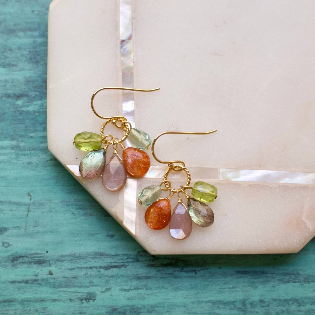 Cluster Earrings in Leaf