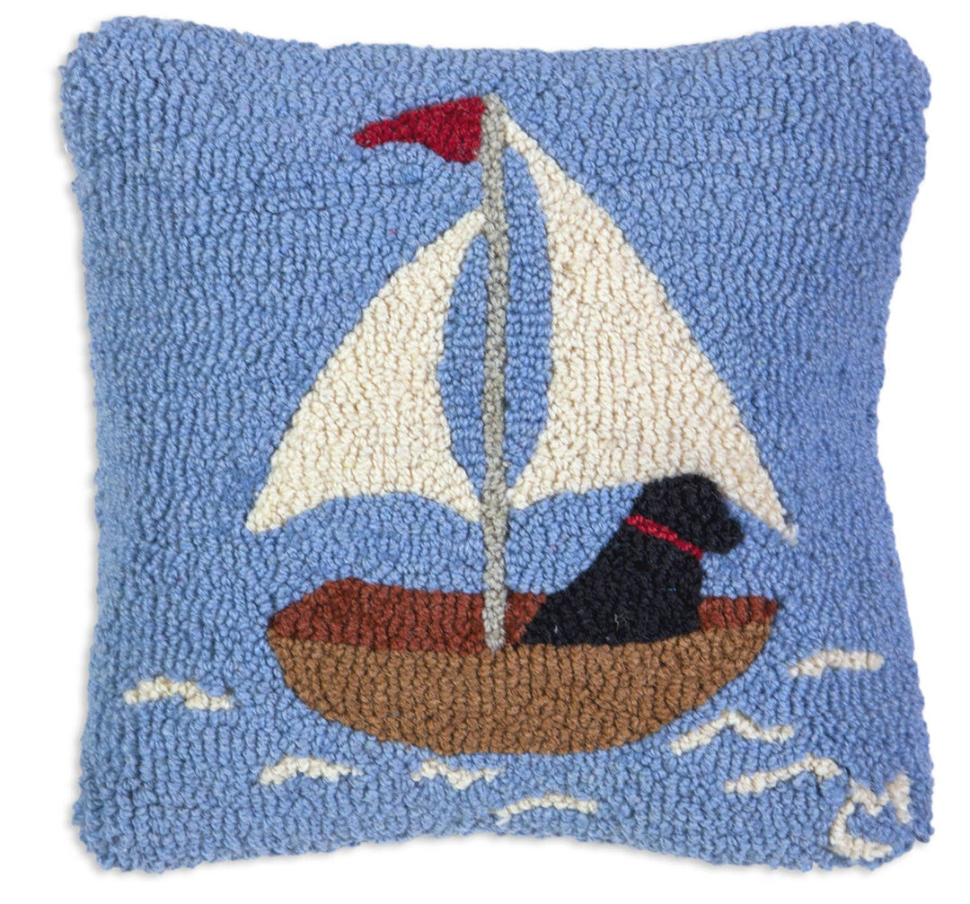 Black Lab Sailor Pillow, 100% Wool