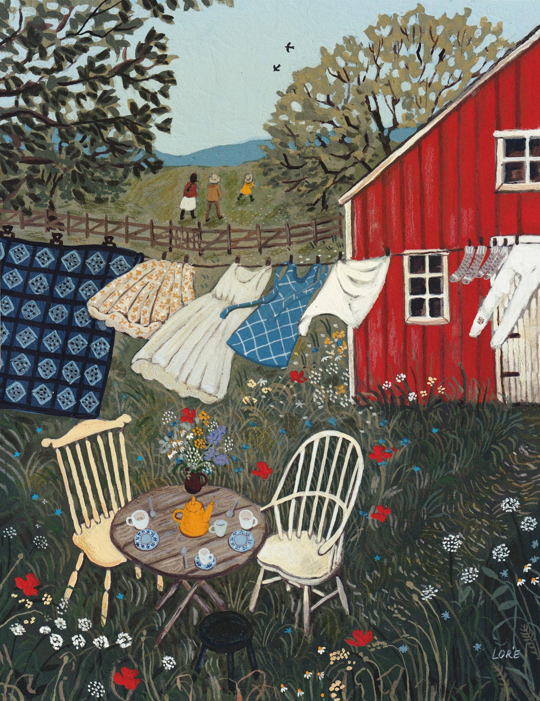 Tea in The Garden Greeting Card