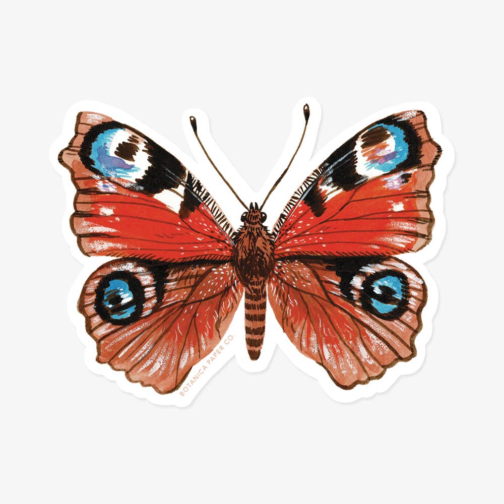 Peacock Butterfly Vinyl Sticker