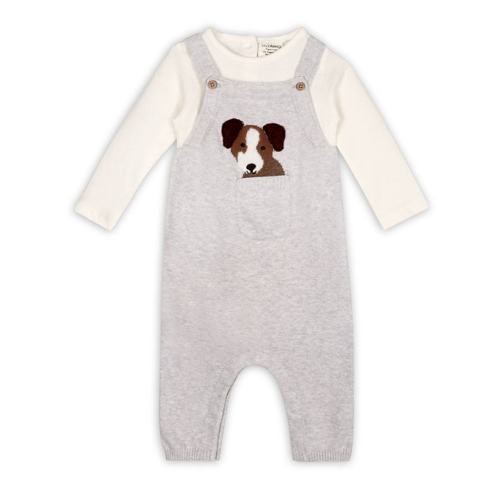 Puppy 3D Knit Pocket Overalls