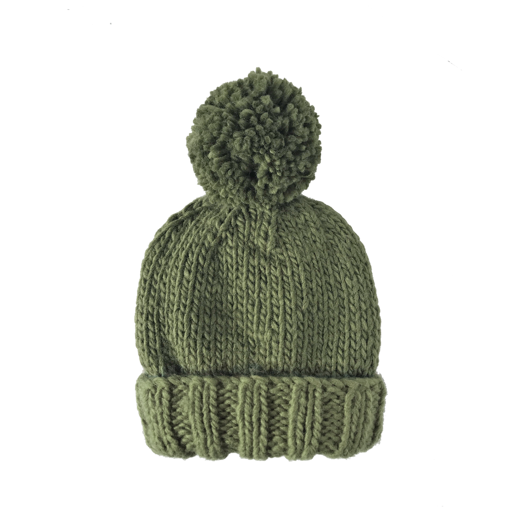 Kids Classic Pom Hat in Moss