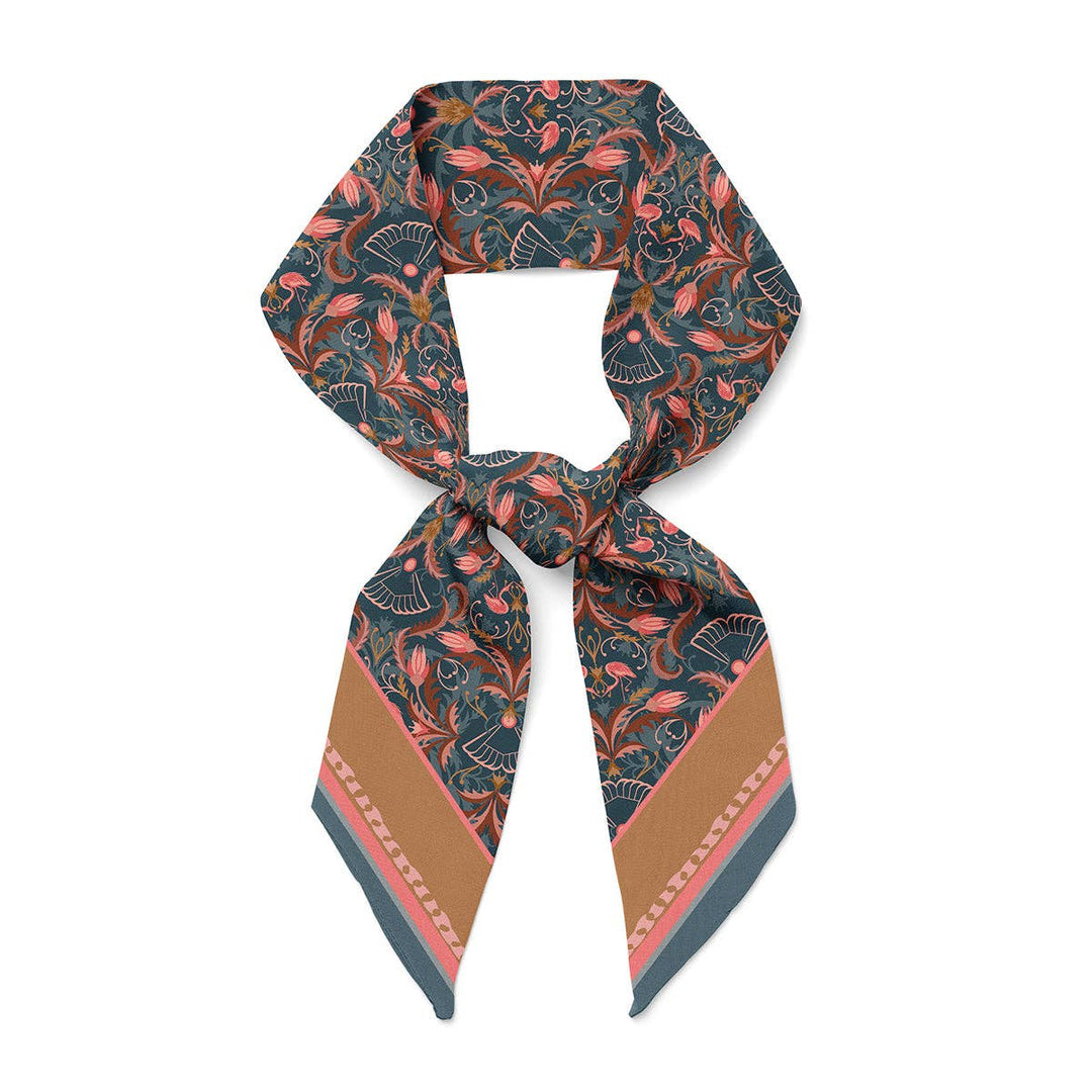 Blue Rose Silk Twilly Scarf