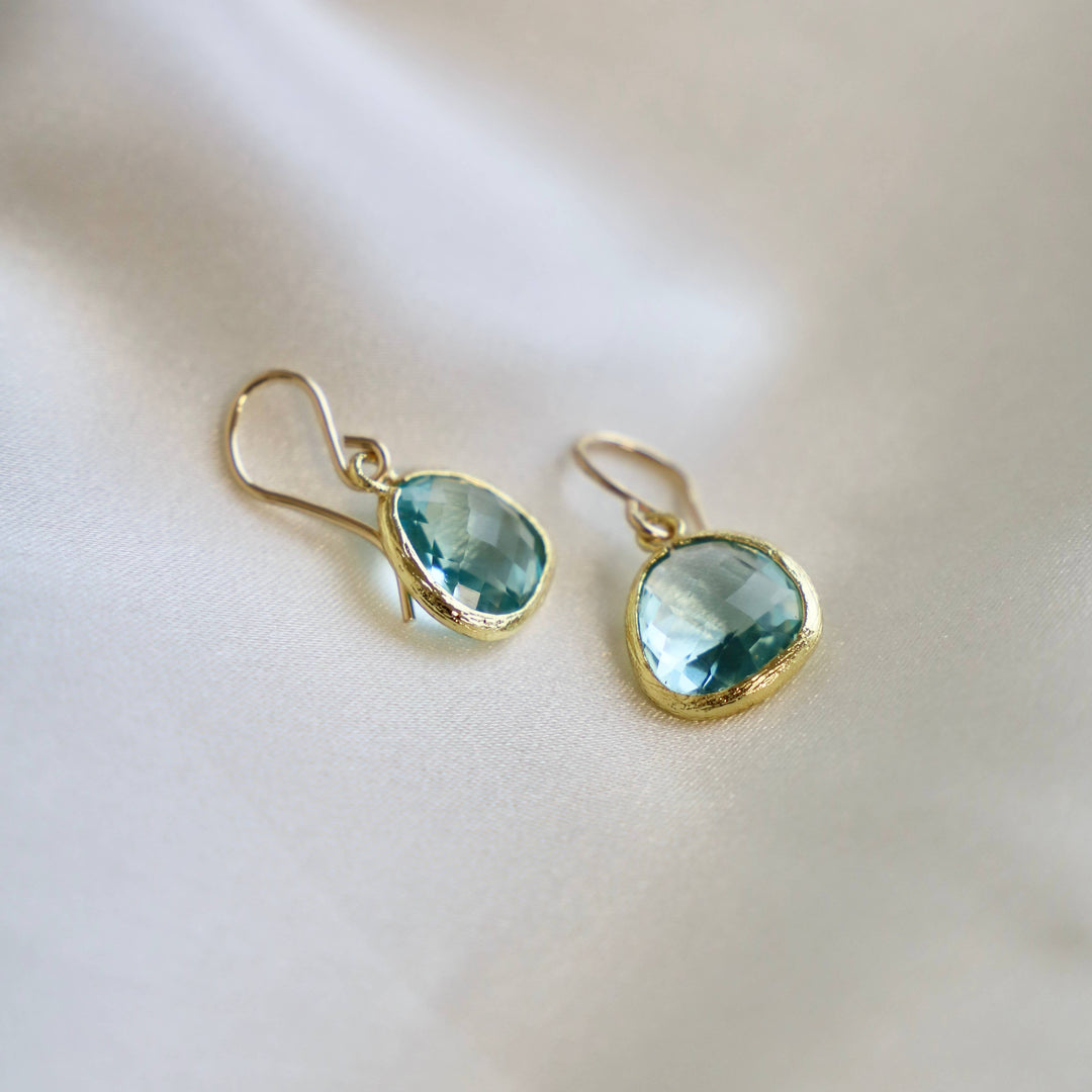 Medium Aquamarine Bezel Earrings