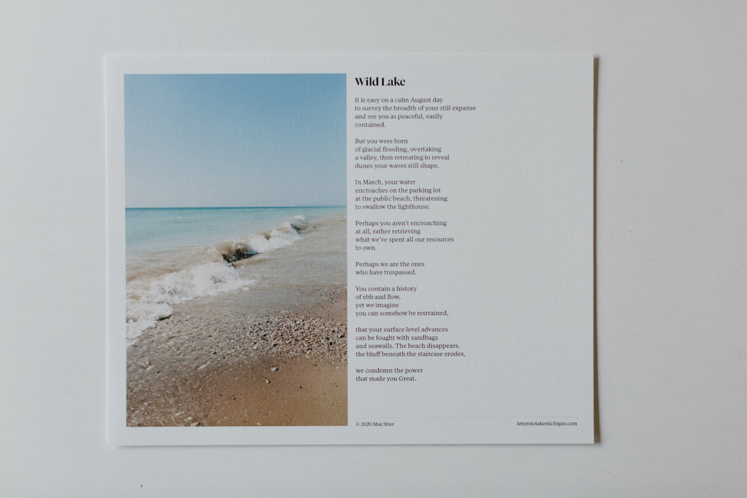 'Wild Lake' Poem Print | Mae Stier, local author