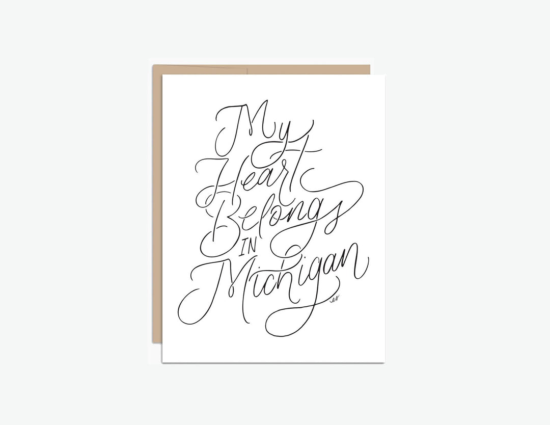My Heart Belongs in Michigan Greeting Card, Local Artist