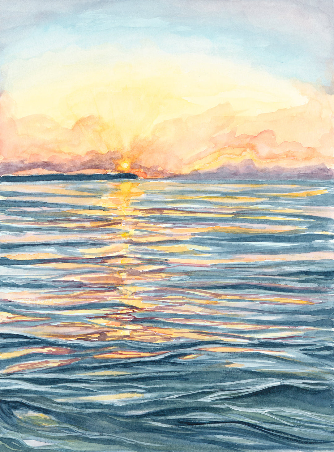 Good Harbor Sunset Watercolor Giclee Print | Chelsey Skowronski