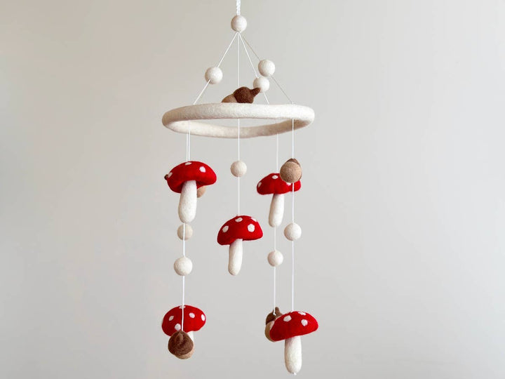 Mushroom and Acorn Baby Mobile