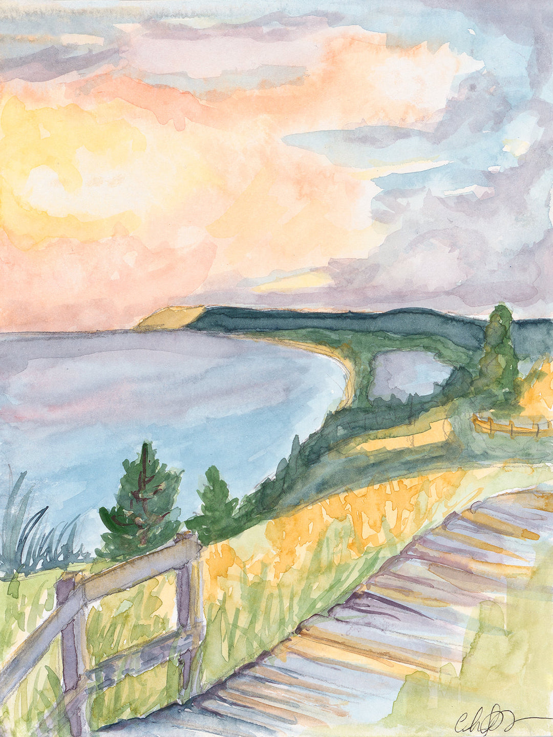 Empire Bluffs Watercolor Giclee Print, 3 Sizes